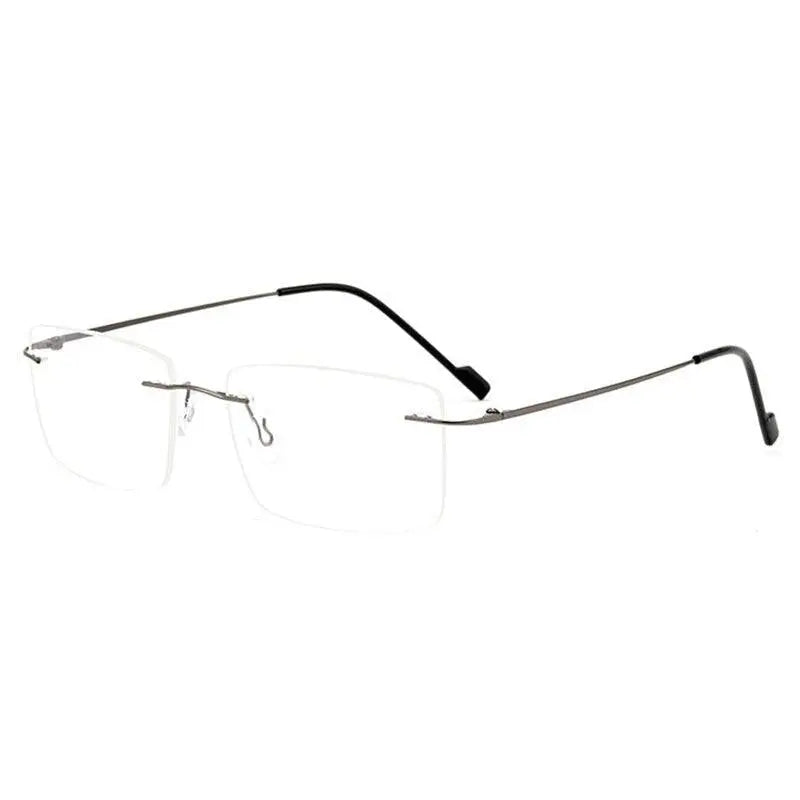 Hotochki Unisex Rimless Rectangle Alloy Frame Eyeglasses 6043 - Gray