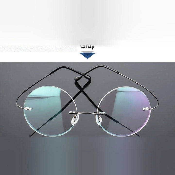 Hotochki Unisex Round Rimless Alloy Frame Eyeglasses - gray