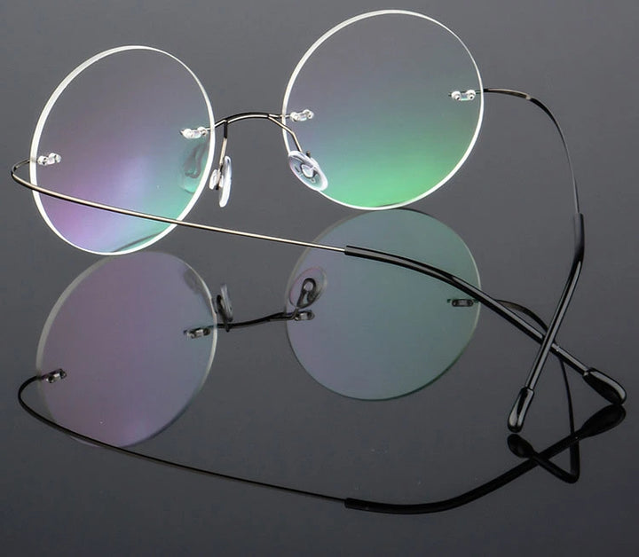 Hotochki Unisex Round Rimless Alloy Frame Eyeglasses - Size Chart