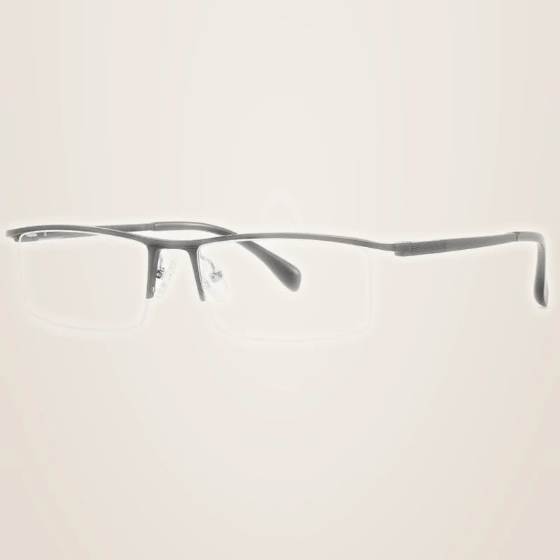 Hotochki Unisex Semi Rim Aluminum Magnesium Alloy Frame Eyeglasses 6297 - black