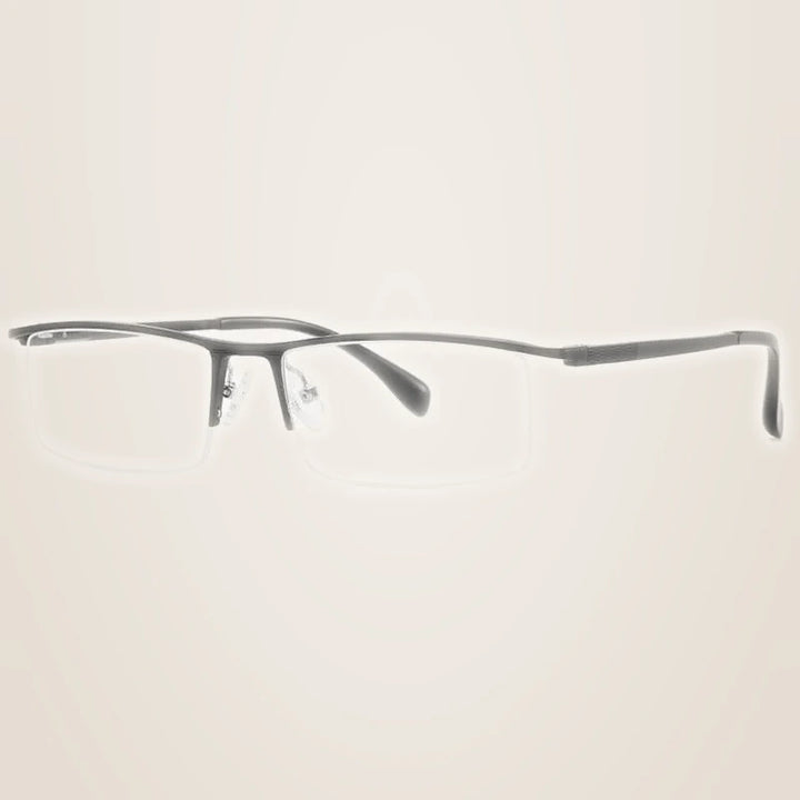 Hotochki Unisex Semi Rim Aluminum Magnesium Alloy Frame Eyeglasses 6297 - black