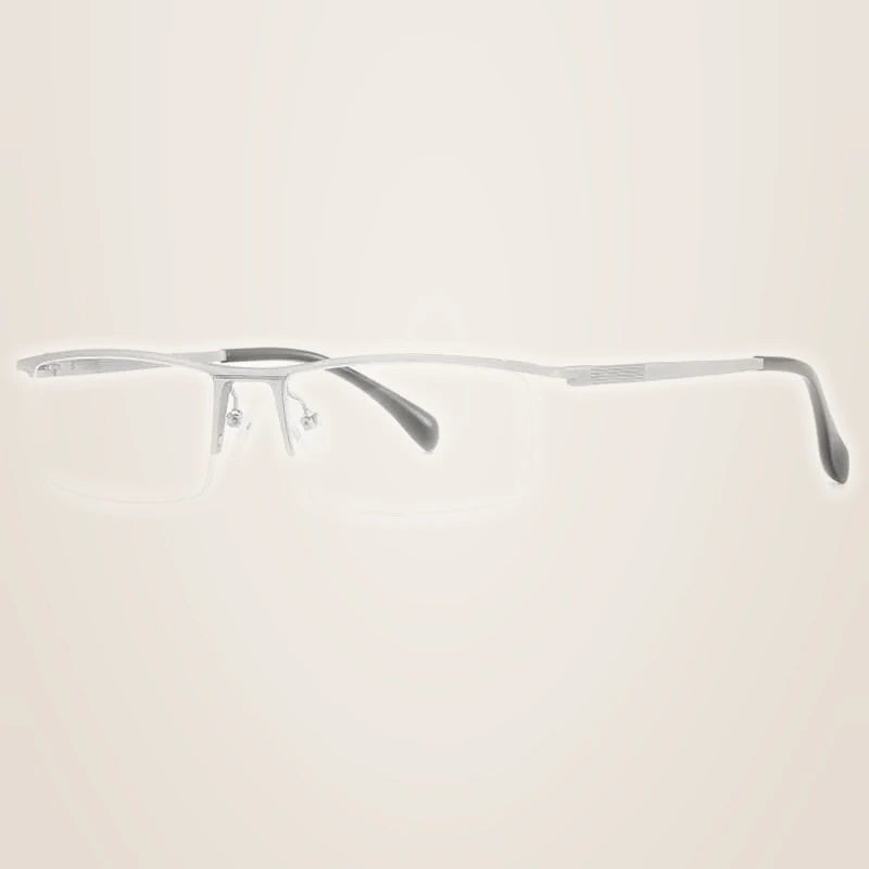 Hotochki Unisex Semi Rim Aluminum Magnesium Alloy Frame Eyeglasses 6297 - Silver