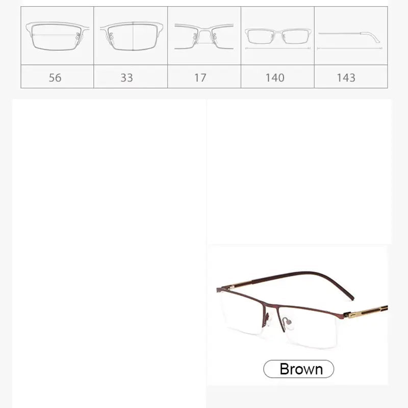 Hotochki Unisex Semi Rim Square Alloy Eyeglasses 99847 - Size Chart