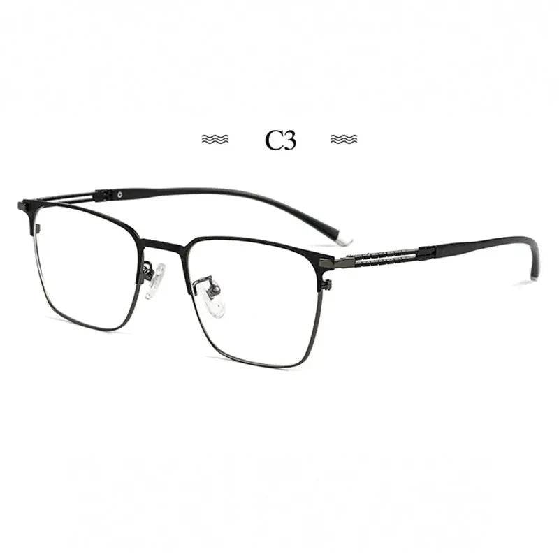 Hotochki Unisex Semi Rim Square Brow Line Titanium Eyeglasses 486097 - GRAY