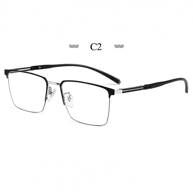 Hotochki Unisex Semi Rim Square Titanium Eyeglasses 486107 - black