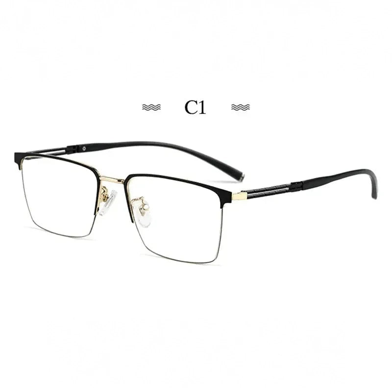 Hotochki Unisex Semi Rim Square Titanium Eyeglasses 486107 - WHITE