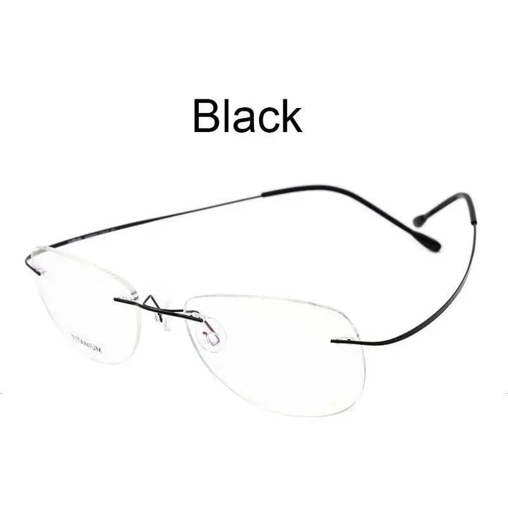 Hotochki Unisex Titanium Memory Alloy Rimless Frame Eyeglasses - black