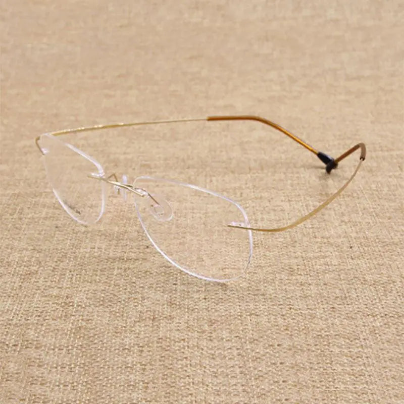 Hotochki Unisex Titanium Memory Alloy Rimless Frame Eyeglasses - Gold