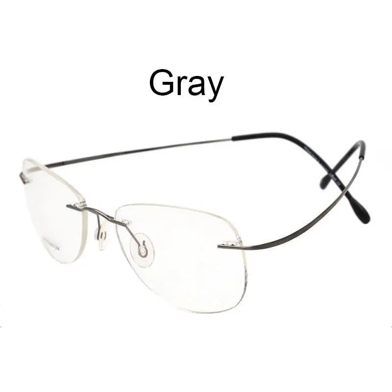 Hotochki Unisex Titanium Memory Alloy Rimless Frame Eyeglasses - gray