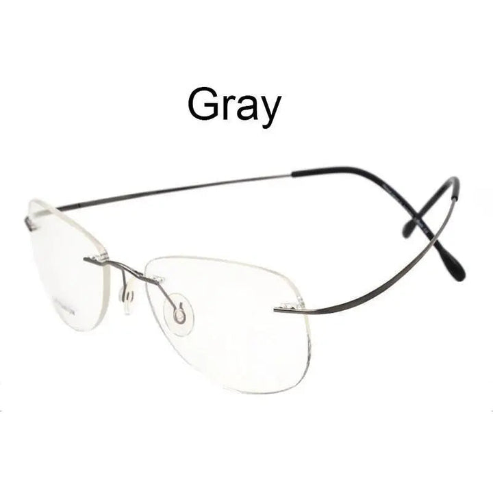 Hotochki Unisex Titanium Memory Alloy Rimless Frame Eyeglasses - gray