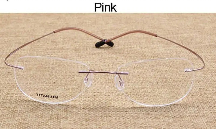 Hotochki Unisex Titanium Memory Alloy Rimless Frame Eyeglasses - Pink
