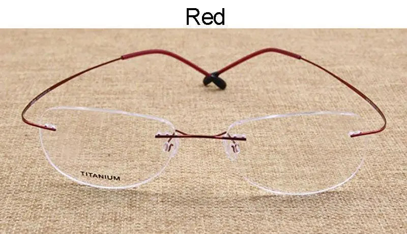 Hotochki Unisex Titanium Memory Alloy Rimless Frame Eyeglasses - Red
