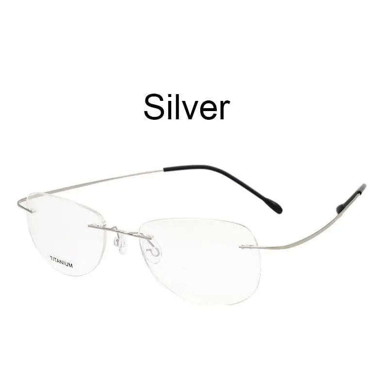 Hotochki Unisex Titanium Memory Alloy Rimless Frame Eyeglasses - Silver