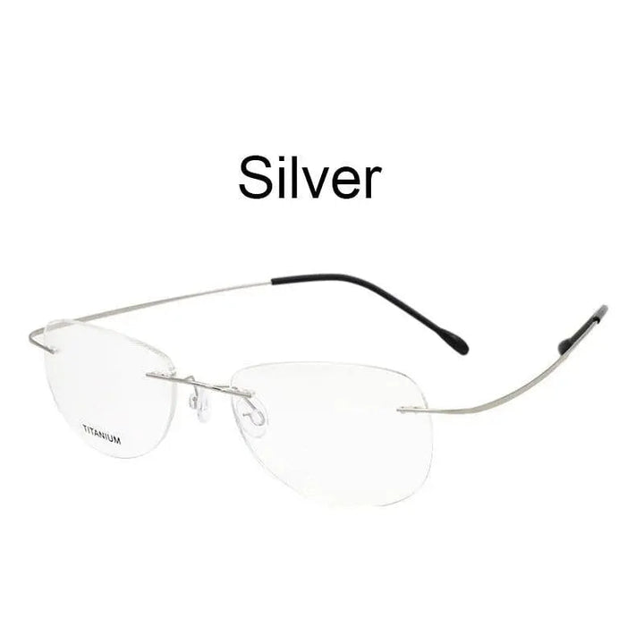 Hotochki Unisex Titanium Memory Alloy Rimless Frame Eyeglasses - Silver