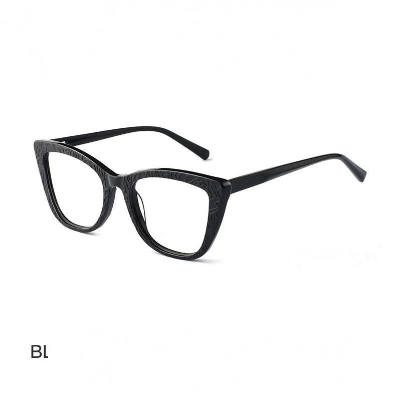 Hotochki Women's Full Rim Cat Eye TR-90 Resin Acetate Frame Eyeglasses Z508 - Black / CN