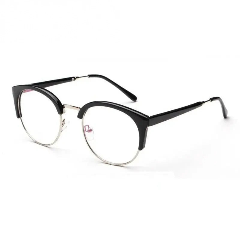 Hotochki Women's Semi Rim Cat Eye Plastic Metal Frame Eyeglasses 322 - black