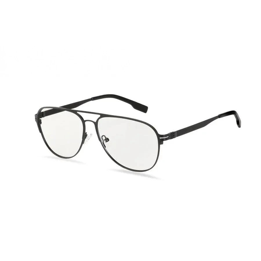 Hotony Men's Full Rim Round Alloy Double Bridge Frame Eyeglasses - black