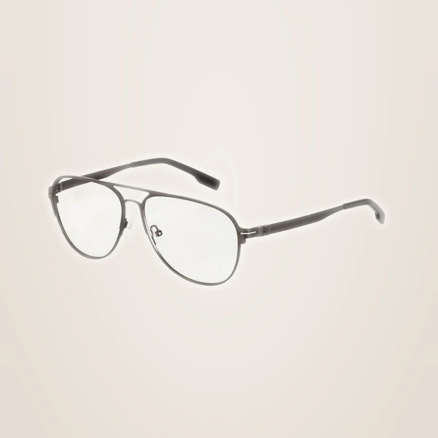 Hotony Men's Full Rim Round Alloy Double Bridge Frame Eyeglasses - gray