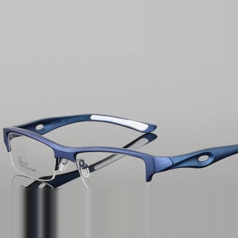 Hotony Men's Semi Rim TR 90 Resin Rectangular Sport Frame Eyeglasses 1077 - blue-white