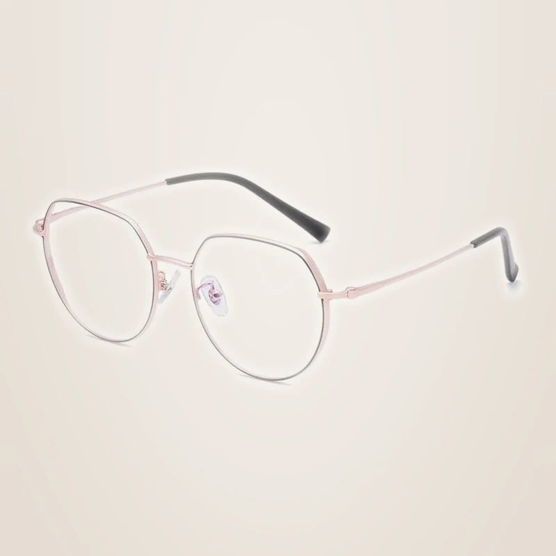 Hotony Unisex Full Rim Alloy Round Frame Eyeglasses 1121 - Black Rose Gold