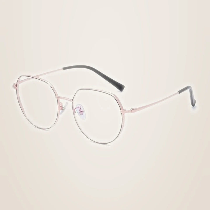 Hotony Unisex Full Rim Alloy Round Frame Eyeglasses 1121 - Black Rose Gold