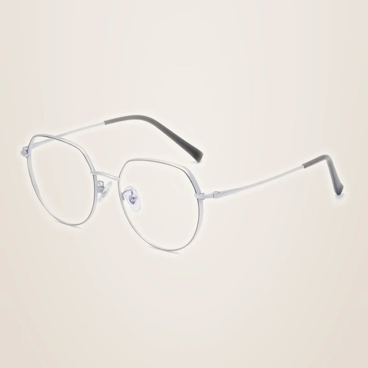 Hotony Unisex Full Rim Alloy Round Frame Eyeglasses 1121 - Black Silver