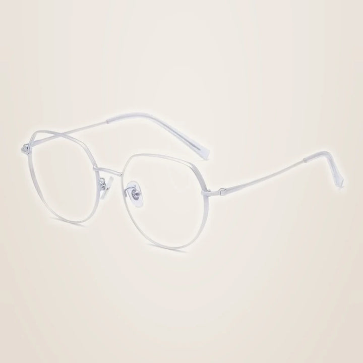 Hotony Unisex Full Rim Alloy Round Frame Eyeglasses 1121 - Silver