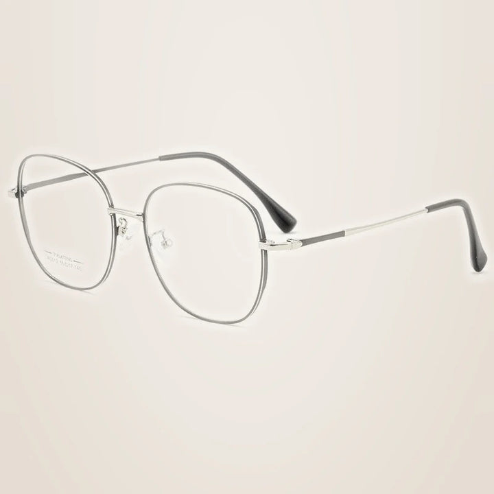 Hotony Unisex Full Rim Aluminum Magnesium Alloy Frame Eyeglasses AC012 - Black Silver