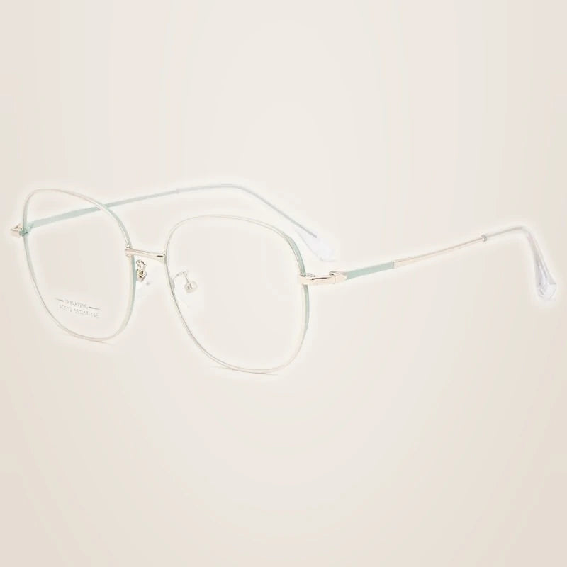 Hotony Unisex Full Rim Aluminum Magnesium Alloy Frame Eyeglasses AC012 - Green Rose Gold