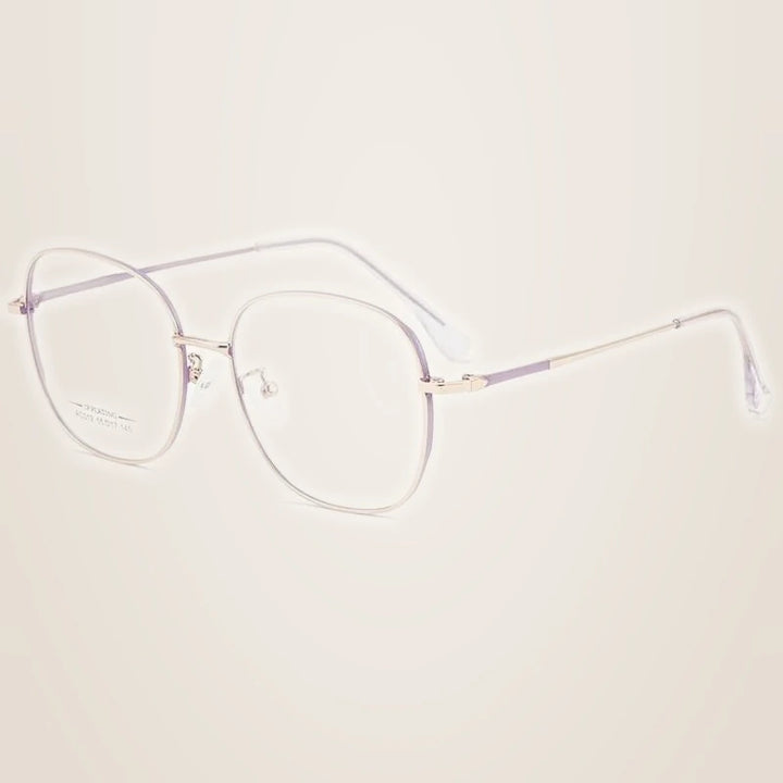 Hotony Unisex Full Rim Aluminum Magnesium Alloy Frame Eyeglasses AC012 - Purple Rose Gold