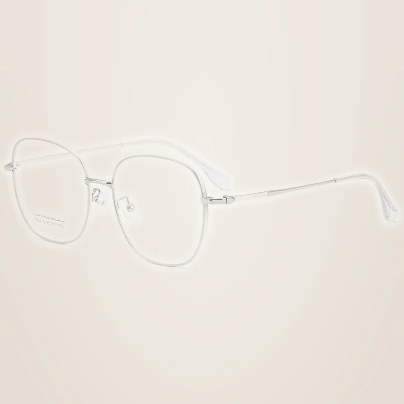 Hotony Unisex Full Rim Aluminum Magnesium Alloy Frame Eyeglasses AC012 - White Silver