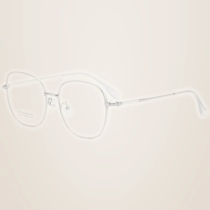 Hotony Unisex Full Rim Aluminum Magnesium Alloy Frame Eyeglasses AC012 - White Silver