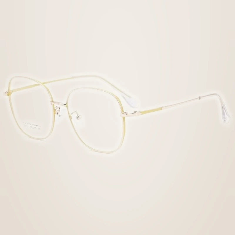 Hotony Unisex Full Rim Aluminum Magnesium Alloy Frame Eyeglasses AC012 - Yellow Rose Gold