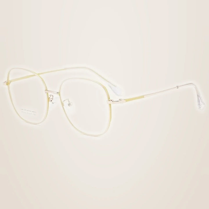 Hotony Unisex Full Rim Aluminum Magnesium Alloy Frame Eyeglasses AC012 - Yellow Rose Gold