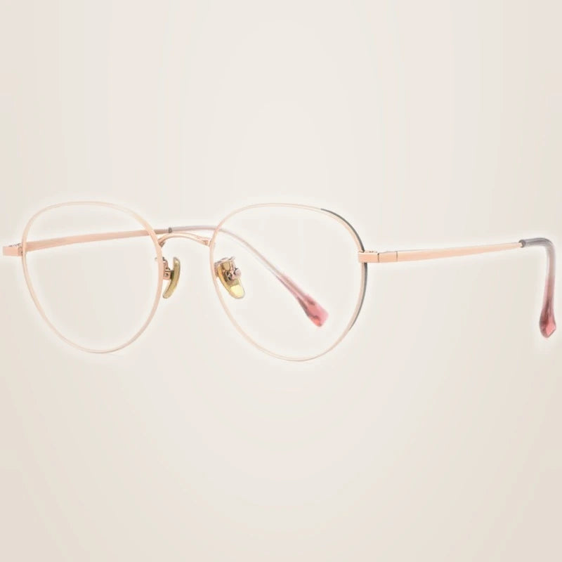 Hotony Unisex Full Rim Beta Titanium Prescription Eyeglasses T3927 - Black Rose Gold