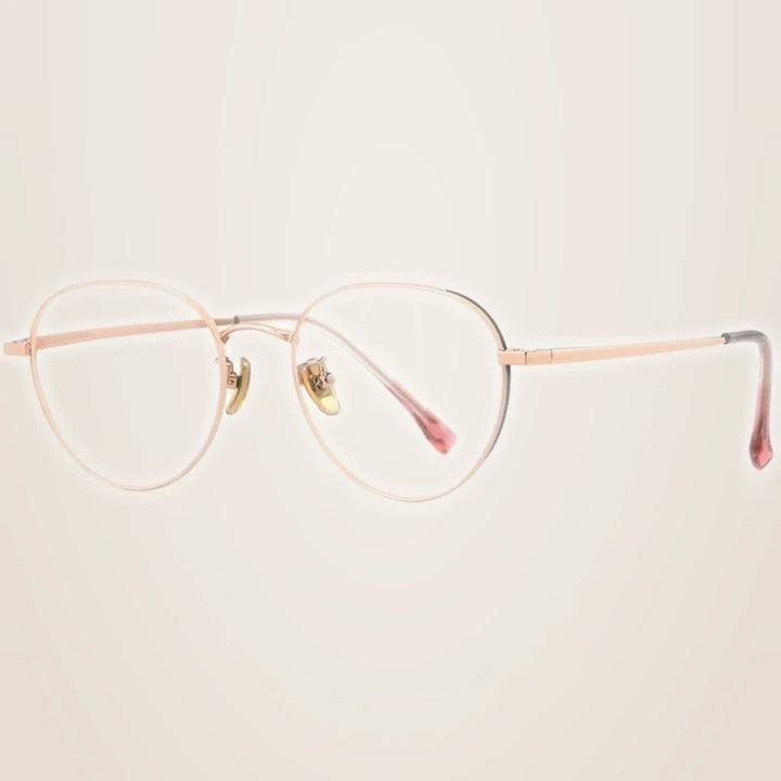 Hotony Unisex Full Rim Beta Titanium Prescription Eyeglasses T3927 - Black Rose Gold