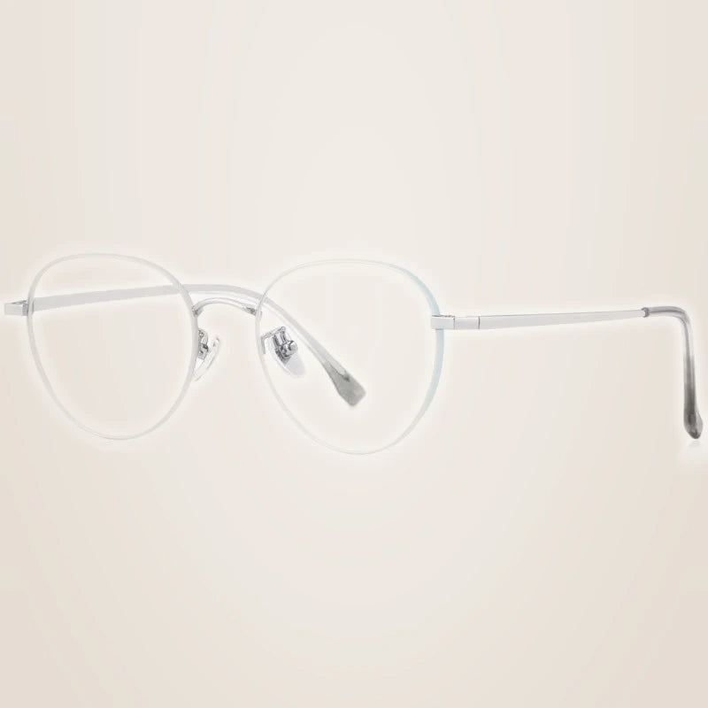 Hotony Unisex Full Rim Beta Titanium Prescription Eyeglasses T3927 - Cyan Silver
