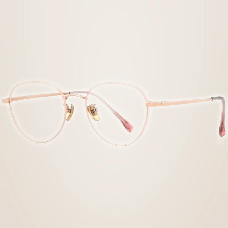 Hotony Unisex Full Rim Beta Titanium Prescription Eyeglasses T3927 - Pink Rose Gold