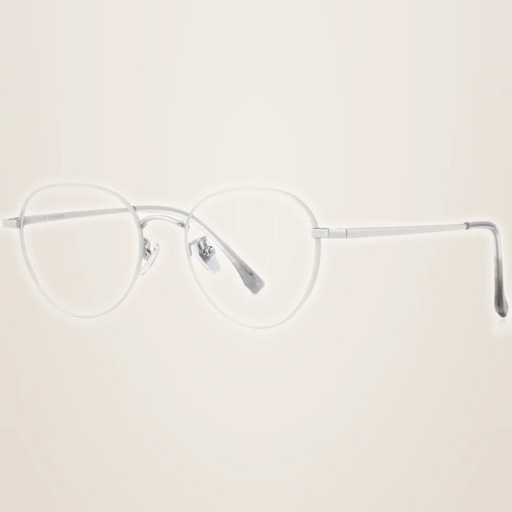 Hotony Unisex Full Rim Beta Titanium Prescription Eyeglasses T3927 - Silver