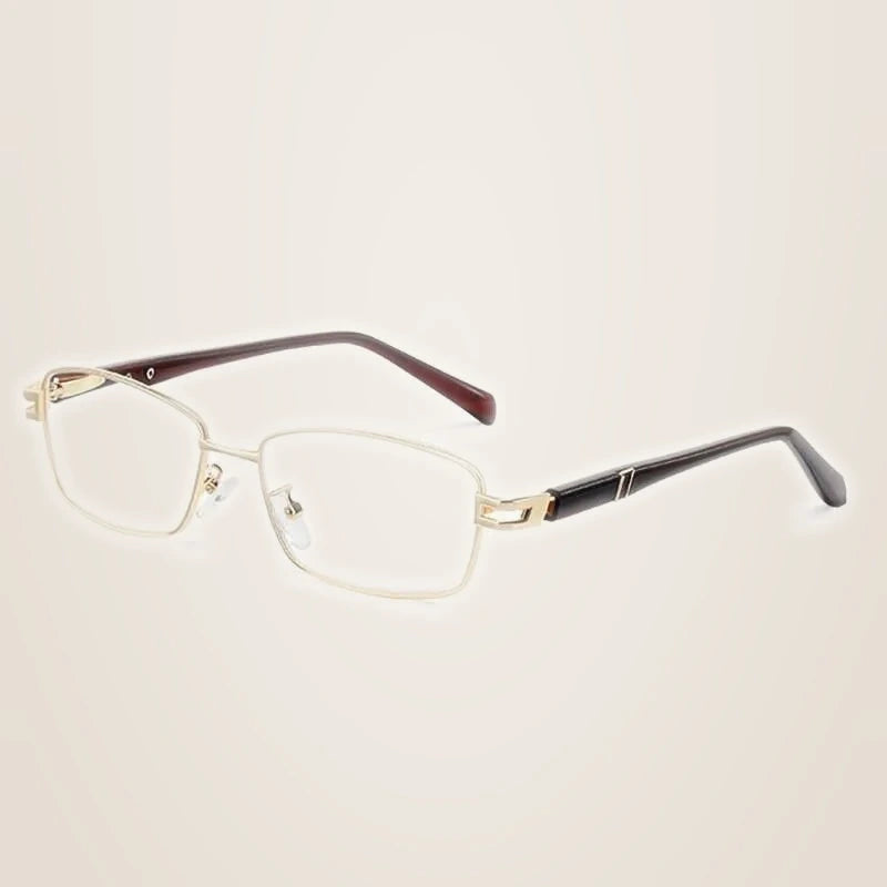 Hotony Unisex Full Rim Rectangular Alloy Frame Presbyopic Reading Glasses 9005 - + 100 / Złota