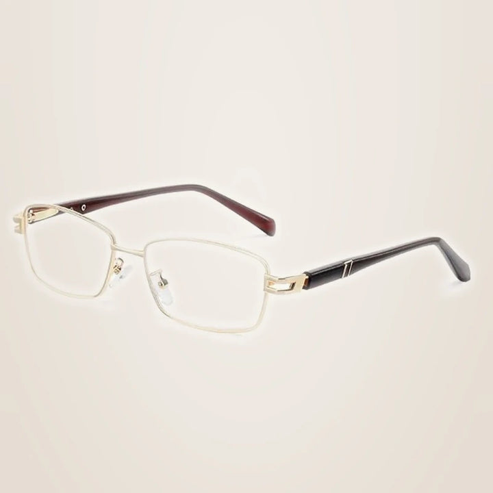 Hotony Unisex Full Rim Rectangular Alloy Frame Presbyopic Reading Glasses 9005 - + 100 / Złota