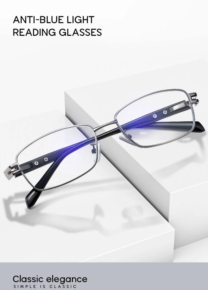 Hotony Unisex Full Rim Rectangular Alloy Frame Presbyopic Reading Glasses 9005 - Size Chart