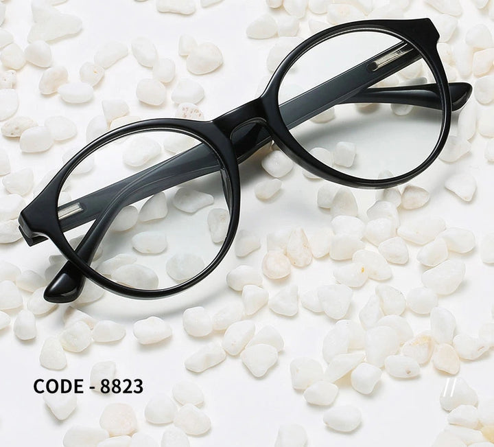 Hotony Unisex Full Rim Round Acetate Alloy Eyeglasses 8823 - Size Chart