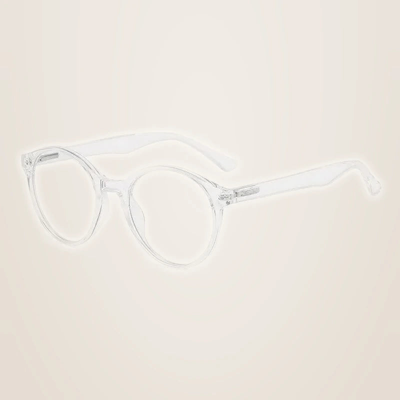 Hotony Unisex Full Rim Round Acetate Alloy Eyeglasses 8823 - Transparent