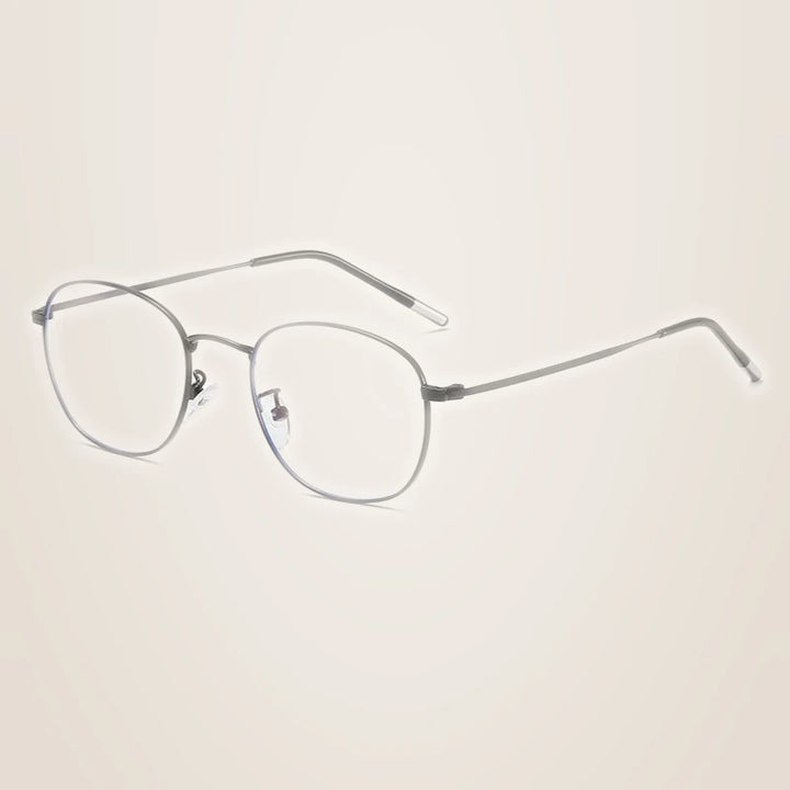 Hotony Unisex Full Rim Round Alloy Blue Light Prescription Eyeglasses 33006 - black