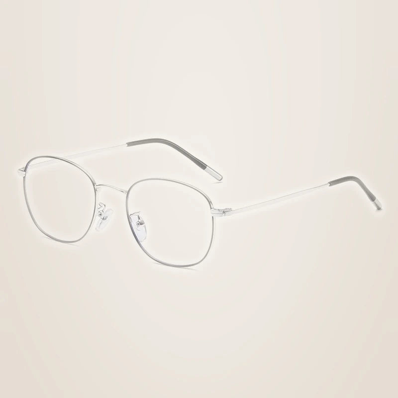 Hotony Unisex Full Rim Round Alloy Blue Light Prescription Eyeglasses 33006 - BLACK SILVER