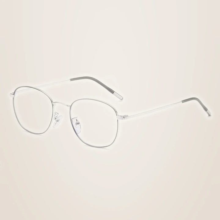 Hotony Unisex Full Rim Round Alloy Blue Light Prescription Eyeglasses 33006 - BLACK SILVER