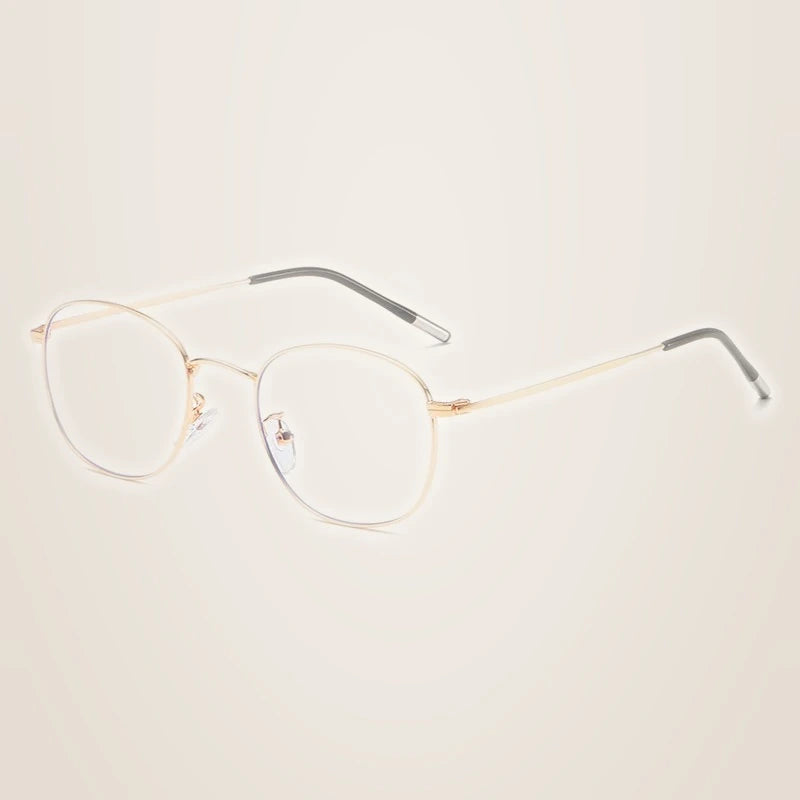 Hotony Unisex Full Rim Round Alloy Blue Light Prescription Eyeglasses 33006 - ROSE GOLD