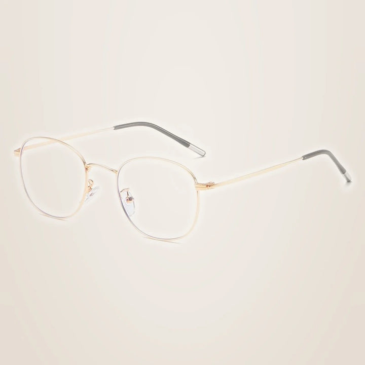 Hotony Unisex Full Rim Round Alloy Blue Light Prescription Eyeglasses 33006 - ROSE GOLD
