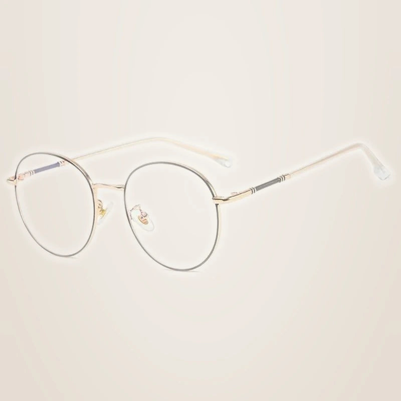 Hotony Unisex Full Rim Round Alloy Eyeglasses 61099 - BLACK ROSE GOLD